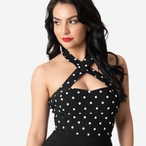 Unique Vintage Polkadot Halter Top